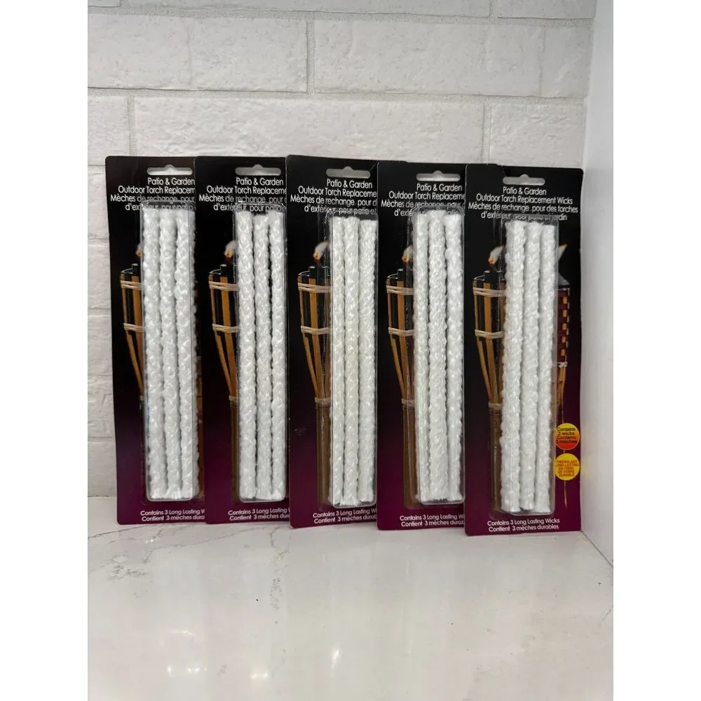 Pepperell Braiding Co. Outdoor Fiberglass Tiki Torch Replacement Wicks Set of 15